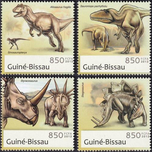 Potovn znmky Guinea-Bissau 2012 Dinosaui 1B Mi# 6293-96 Kat 14