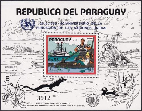 Potovn znmka Paraguay 1985 Romn Tom Sawyer Mi# Block 417 Kat 15