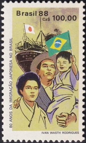 Potovn znmka Brazlie 1988 Japonsk rodina Mi# 2257