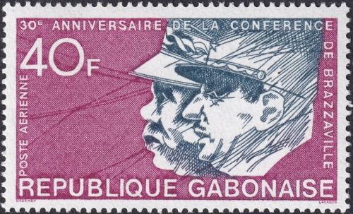 Potovn znmka Gabon 1974 Flix Ebou a Charles de Gaulle Mi# 529