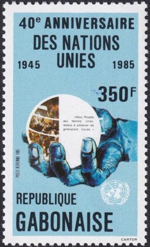 Potovn znmka Gabon 1985 OSN, 40. vro Mi# 945 Kat 4.20