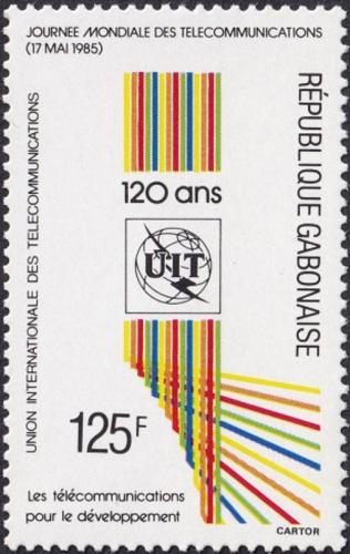 Potovn znmka Gabon 1985 Svtov den telekomunikace, ITU Mi# 935