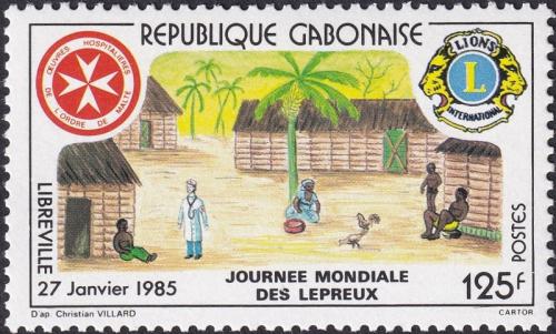 Potovn znmka Gabon 1985 Vesnice nemocnch leprou Mi# 927