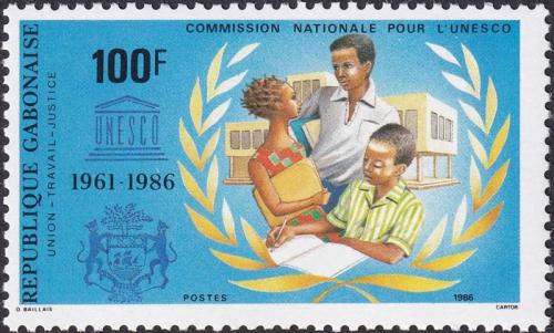 Potovn znmka Gabon 1986 Nrodn komise UNESCO, 25. vro Mi# 950