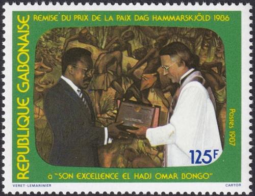 Potovn znmka Gabon 1987 Dag-Hammarskjld a prezident Bongo Mi# 987