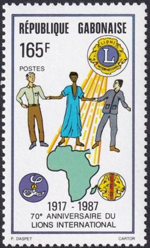 Potovn znmka Gabon 1987 Lions Intl., 70. vro Mi# 993