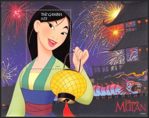 Potovn znmka Gambie 1998 Disney, Mulan Mi# Block 384