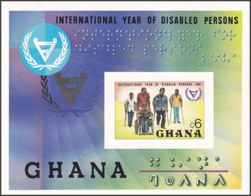 Potovn znmka Ghana 1981 Mezinrodn rok postiench neperf. Mi# Block 93 B