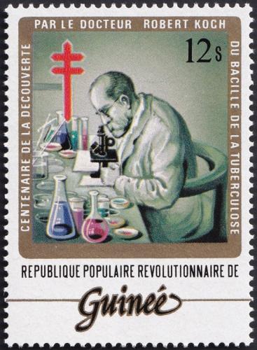 Potovn znmka Guinea 1983 Dr. Robert Koch s mikroskopem Mi# 950 Kat 3