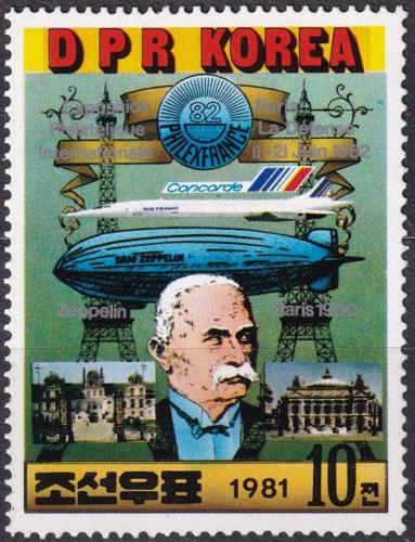 Potovn znmka KLDR 1981 Ferdinand von Zeppelin Mi# 2183