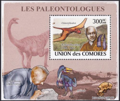 Potovn znmka Komory 2009 Paleontologov a dinosaui DELUXE Mi# 1963 Block