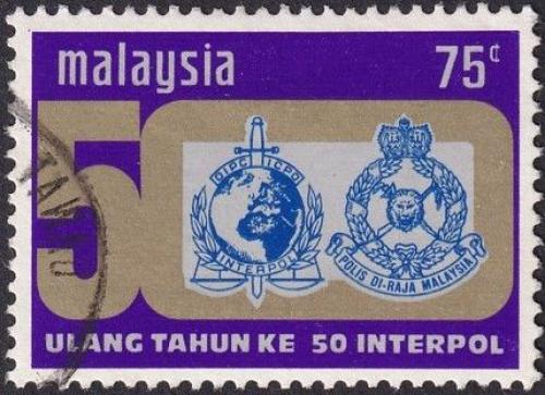 Potovn znmka Malajsie 1973 INTERPOL, 50. vro Mi# 108