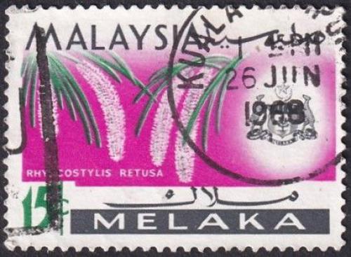 Potovn znmka Malajsie Melaka 1965 Orchidej, Rhynchostylis retusa Mi# 71