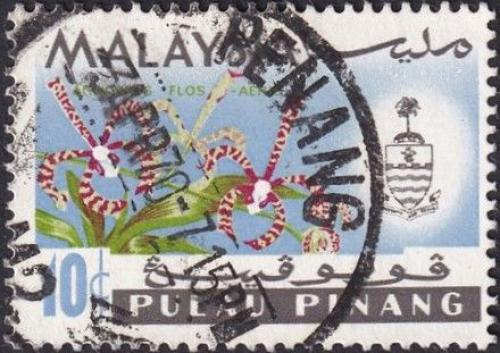 Potovn znmka Malajsie Pulau Pinang 1965 Orchidej, Arachnanthe moschifer Mi# 70