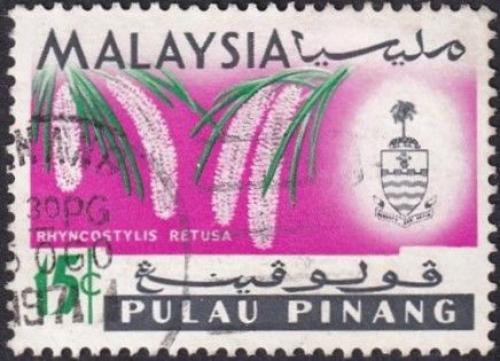 Potovn znmka Malajsie Pulau Pinang 1965 Orchidej, Rhynchostylis retusa Mi# 71