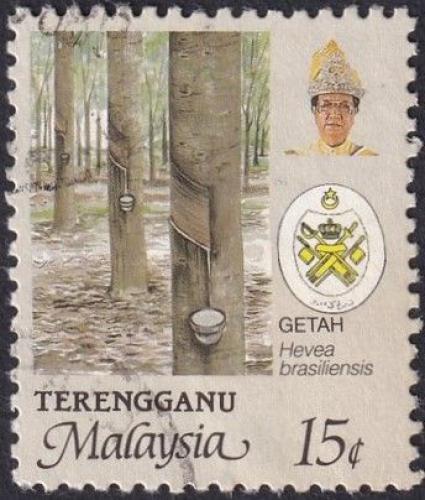 Potovn znmka Malajsie Trengganu 1986 Prodn kauuk Mi# 125