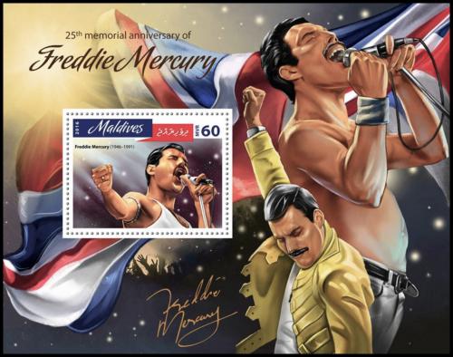 Potovn znmka Maledivy 2016 Freddie Mercury Mi# Mi# Block 925