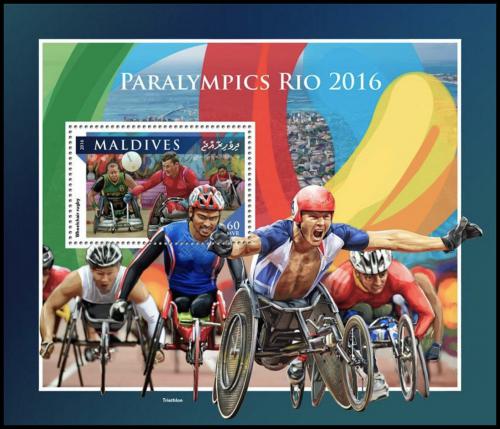 Potovn znmka Maledivy 2016 Paralympida Rio de Janeiro Mi# Block 1007