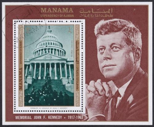 Potovn znmka Manma 1971 Prezident Kennedy a Bl dm Mi# Block 159