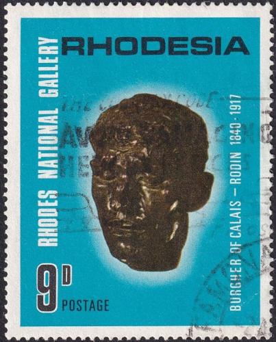 Potovn znmka Rhodsie, Zimbabwe 1967 Bronzov hlava, Auguste Rodin Mi# 63