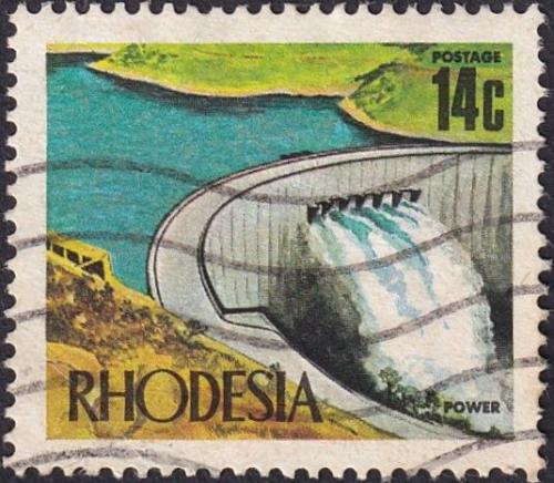 Potovn znmka Rhodsie, Zimbabwe 1973 Pehrada Kariba 1B Mi# 130