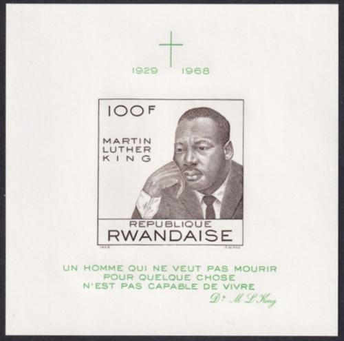 Potovn znmka Rwanda 1968 Martin Luther King, neperf. Mi# Block 14 B Kat 20