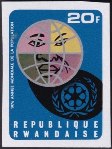 Potovn znmka Rwanda 1975 Populace neperf. Mi # 721 B