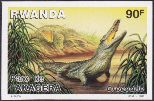 Potovn znmka Rwanda 1986 Krokodl, neperf. Mi# 1351 B Kat 11.30