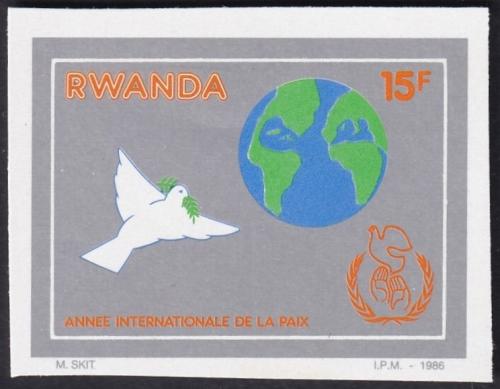 Potovn znmka Rwanda 1986 Mezinrodn rok mru neperf. Mi# 1355 B