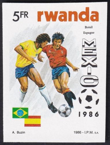 Potovn znmka Rwanda 1986 MS ve fotbale neperf. Mi# 1342 B