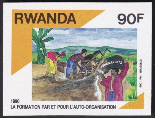 Potovn znmka Rwanda 1991 Stavba silnice neperf. Mi# 1449 B