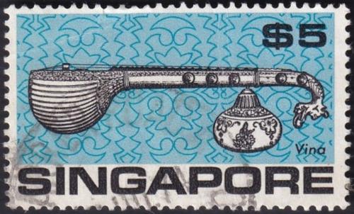 Potovn znmka Singapur 1969 Hudebn nstroj Vina Mi# 110 Kat 3.50