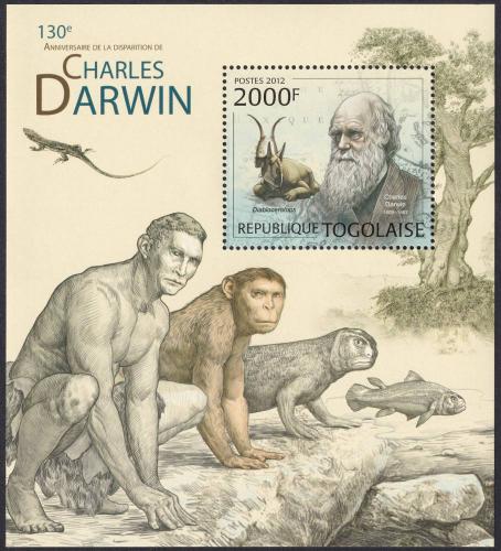 Potovn znmka Togo 2012 Charles Darwin Mi# Block 721 Kat 8