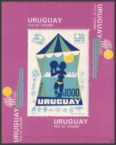 Potovn znmka Uruguay 1974 Turistika Mi# Block 20 Kat 40