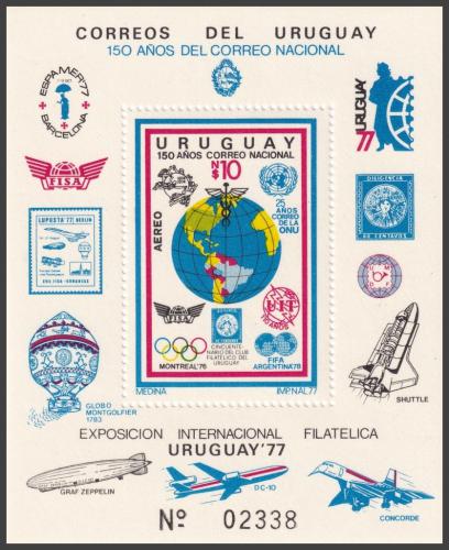 Potovn znmka Uruguay 1977 UREXPO vstava Mi# Block 35 Kat 17