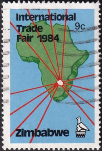 Potovn znmka Zimbabwe 1984 Mapa Afriky Mi# 286