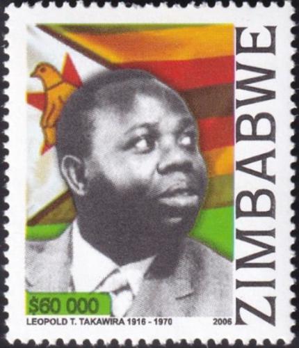 Potovn znmka Zimbabwe 2006 Leopold Tapfumaneyi Takawira Mi# 844