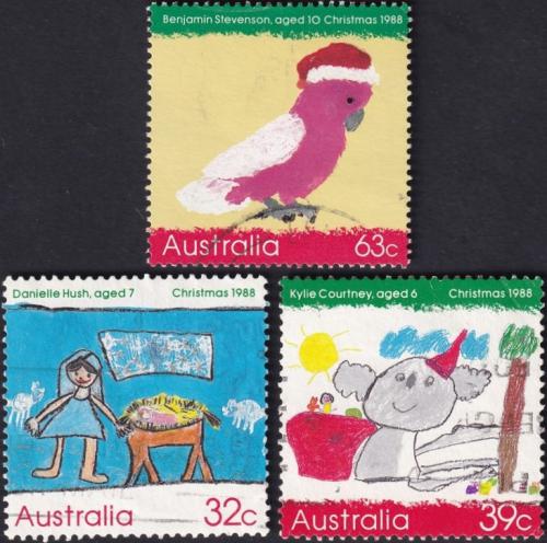 Potovn znmky Austrlie 1988 Vnoce, dtsk kresby Mi# 1135-37