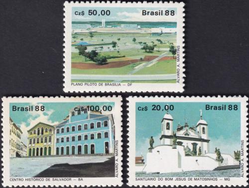 Potovn znmky Brazlie 1988 Architektura Mi# 2252-54