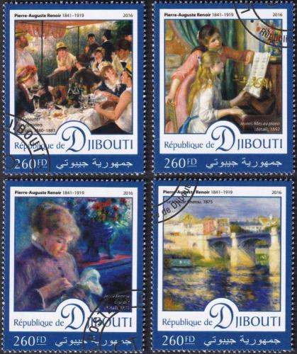 Potovn znmky Dibutsko 2016 Umn, Pierre-Auguste Renoir 1D Mi# 1164-67 Kat 10