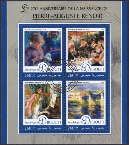 Potovn znmky Dibutsko 2016 Umn, Pierre-Auguste Renoir 1E Mi# 1164-67 Kat 10