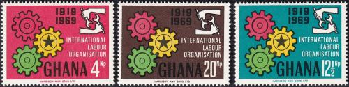 Potovn znmky Ghana 1970 ILO, 50. vro Mi# 386-88