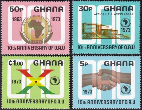Potovn znmky Ghana 1973 Vro OAU Mi# 516-19