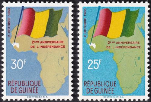 Potovn znmky Guinea 1960 Mapa a vlajka Mi# 54-55