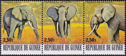Potovn znmky Guinea 1977 Slon pralesn Mi# 799-801