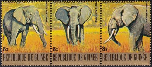 Potovn znmky Guinea 1977 Slon pralesn Mi# 814-16 Kat 6