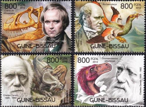 Potovn znmky Guinea-Bissau 2012 Charles Darwin, dinosaui 1B Mi# 6047-50 Kat 14