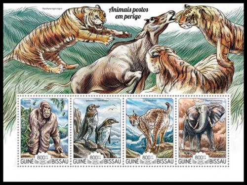 Potovn znmky Guinea-Bissau 2015 Vzcn fauna Mi# 7697-7700 Kat 13