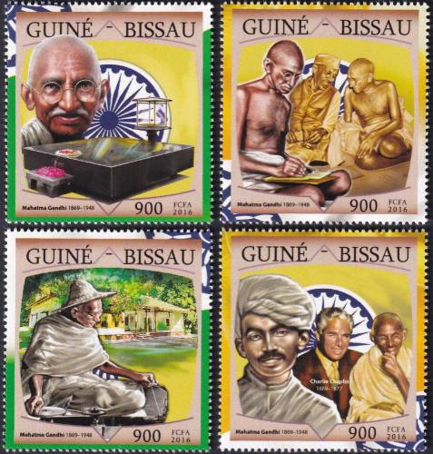 Potovn znmky Guinea-Bissau 2016 Mahatma Gandh 1B Mi# 8654-57 Kat 13.50