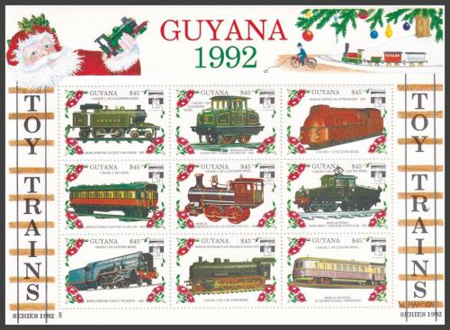 Potovn znmky Guyana 1992 Modely lokomotiv a vagn Mi# 3925-33